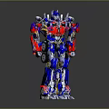 Red Blue Silver Robot Figure With Mechanical Armor Joints And Detailed Structure