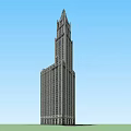 Tall Modern Office Building Featuring Classical Top Design And Large Windows Under Blue Sky 3d model