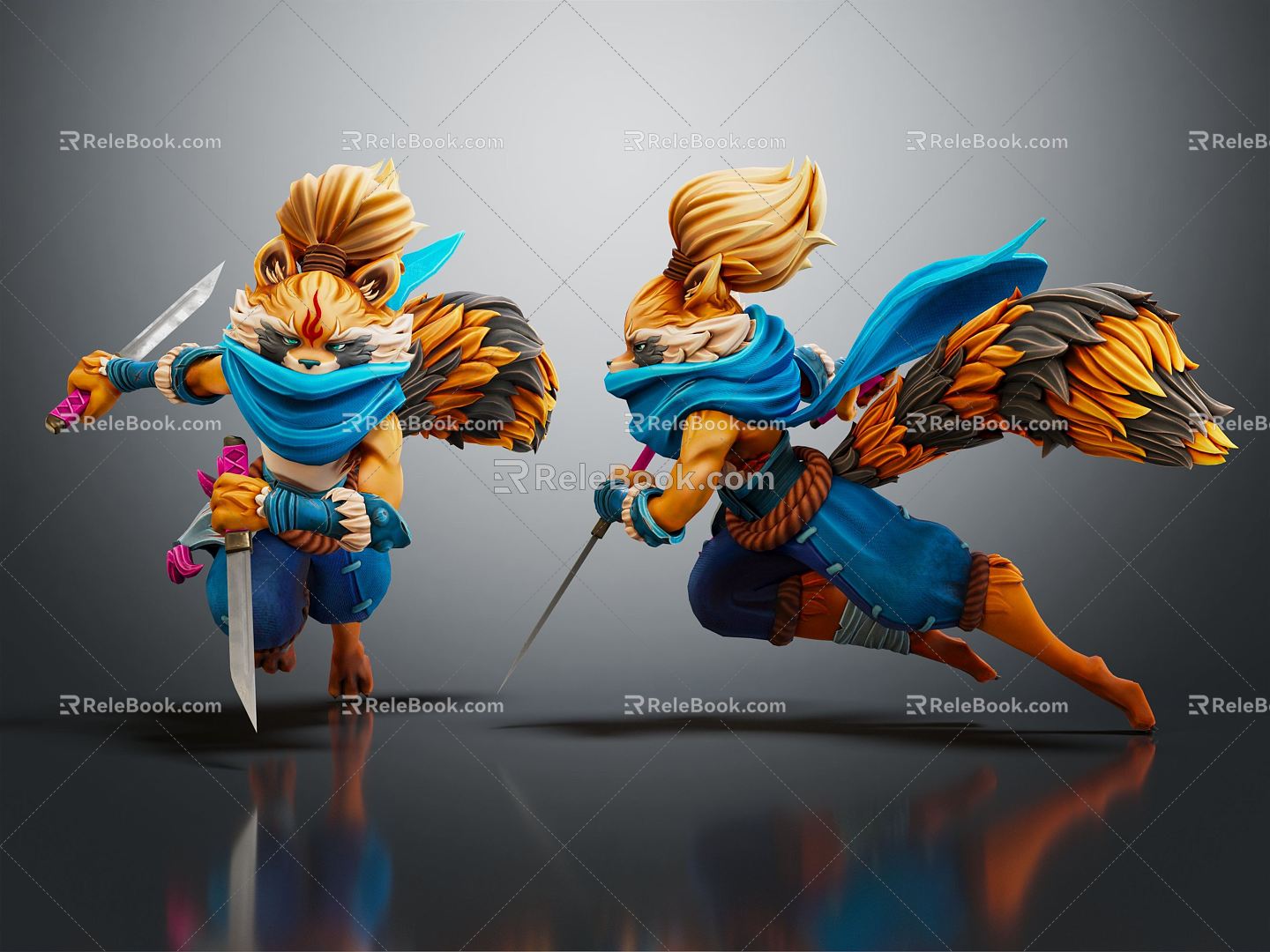 Modern game character fox fox warrior 3d model