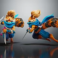Modern game character fox warrior 3d model