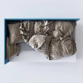 Modern Kids Bed with Blue Headboard White Frame Plaid Bedding and Storage