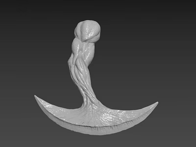 Muscular Creature Character 3D Model With Crescent Shaped Base And Detailed Torso 3d model