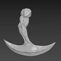 Muscular Creature Character 3D Model With Crescent Shaped Base And Detailed Torso