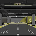 Modern Spacious Parking Garage With Electric Vehicle Area Arrow Signs And Parked Cars