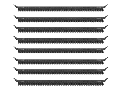 Eight Black Long Strip Tools Set For Various Workshop Applications 3d model
