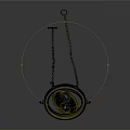 Vintage Metallic Armillary Sphere With Intricate Orbital Rings And Decorative Chain