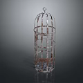 Metal Birdcage Shaped Decorative Ornament Set with Grid Structure for Home Decoration