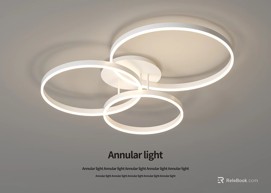 Modern Annular Ceiling Light with Sleek Circular Rings and LED Illumination for Contemporary Indoor Lighting 3d model 