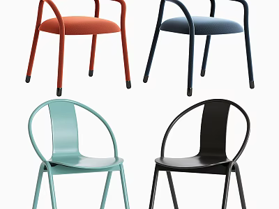 Stylish Modern Leisure Chairs with Red Blue Light Blue and Black Colors for Home Living Space 3d model