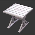 White Wooden Outdoor Side Table Featuring Slatted Top Cross Legs And Round Hole Detail