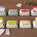 Colorful Disposable Wipes With Various Colored Packages For Daily Living Essentials And Home Use