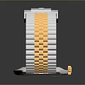 Luxury Wrist Watch With Gold Dial And Two Tone Gold Silver Strap Sleek Design