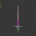 Sword With Slender Blade And Golden Decorated Hilt On Gray Background With Reflection