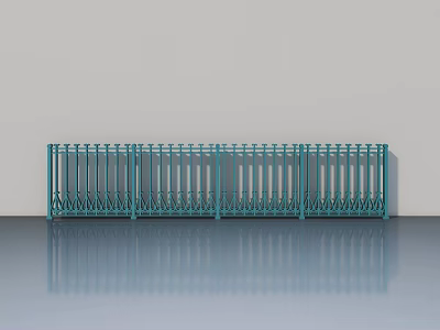 Green Metal Swing Door With Railing Design For Modern Indoor Space 3d model