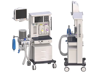 Advanced Modern Medical Equipment Cart With Monitor Instruments And Mobile Wheels 3d model