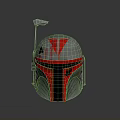 Mandalorian Weapon Helmet with Silver Metallic Reflective Surface Red V Symbol and Antenna