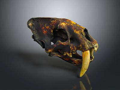 Medical Device Anatomical Teaching Model Featuring Animal Skull With Long Tusks And Textured Surface 3d model