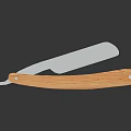 Straight Razor Weapon With Wooden Handle Shiny Metal Blade And Sleek Design