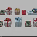 Colorful Gift Boxes With Bows And Various Patterns On White Background
