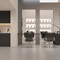 Modern Minimalist Beauty Hair Salon Interior Design With Professional Styling Chairs And Product Display Shelves