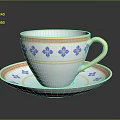 Elegant Porcelain Teacup With Saucer White Base Blue Floral Patterns And Gold Rim