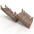 Wooden Staircase With Carved Railings And Foldable Design For Home Use