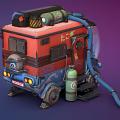Creative Octopus Food Truck with Transparent Display Window Tire Decorations Colorful Graffiti and Fire Extinguisher