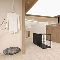Modern Minimalist Clothing Store Interior Design With Natural Wooden Accents And Elegant Garment Displays