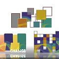 Vibrant Geometric Blocks Abstract Art 3D Installation Reflective Floor Photo Check-in Spot