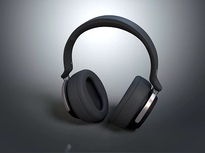 Modern Black Over Ear Headphones With Comfortable Ear Cushions And Metallic Accents 3d model