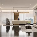 Stylish New Chinese Hotel Lobby With Elegant Reception Desk And Cozy Lounge Interior Design