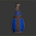 Vintage Decorative Bottle Design With Brown Blue Pattern Rope Top And Cross Straps
