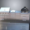 Modern Outdoor Kitchen With Stainless Steel Cabinets Grill Countertop And Round Bbq