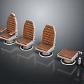 Modern Leisure Chair with Brown Beige Striped Backrest Round Base and Ottoman