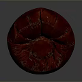 Red Round Cushion With Wrinkled Surface Soft Comfortable Seating For Living Room Home