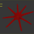 Vibrant Red Starfish With Long Yellow Tipped Arms On Dark Background