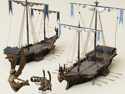 ancient superfine warship sailing ship cannon ancient warship ancient warship ancient warship ancient sailing ship 3d model