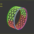 High Quality Golden Hardware Tool Ring With Hollow Geometric Pattern And Blue Edge 3d model