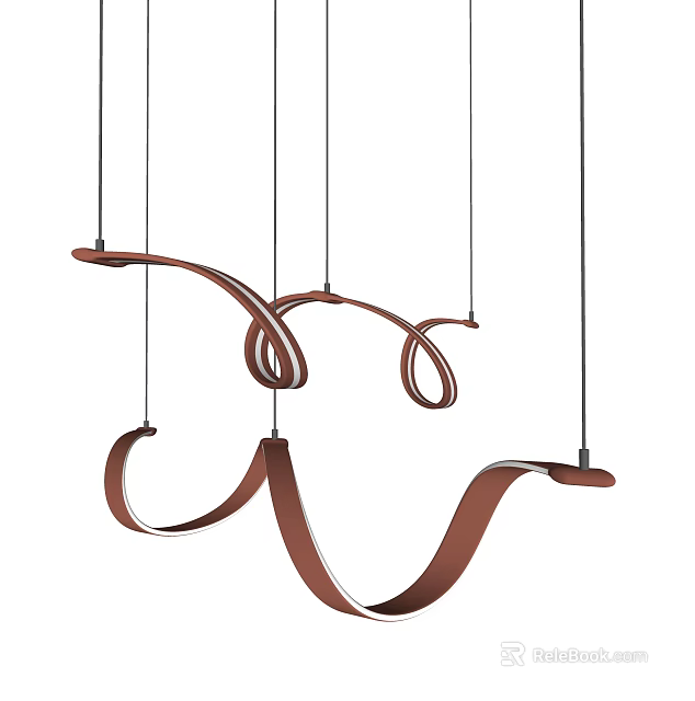 Modern Artistic Curved Chandelier With Unique Hanging Metal Design For Interior Decor 3d model 