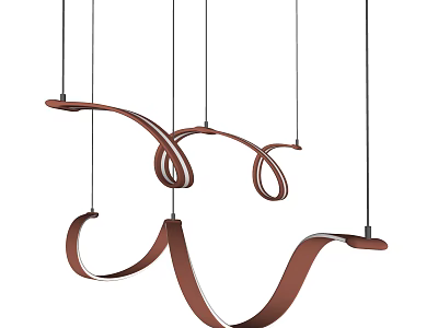 Modern Artistic Curved Chandelier With Unique Hanging Metal Design For Interior Decor 3d model