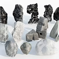 Natural Stone and Wood Decorative Items with Diverse Shapes and Textures