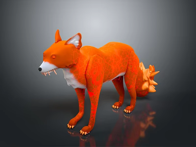 Orange Fox 3D Game Movie Character With Pointed Ears Standing Pose Design 3d model