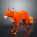 Orange Fox 3D Game Movie Character With Pointed Ears Standing Pose Design