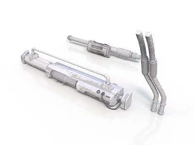 Industrial Metal Equipment With Cylindrical Structure And Connecting Tubes 3d model