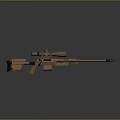 Tactical Sniper Rifle With Scope Tan Finish And Wooden Stock Design Features