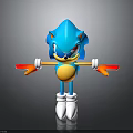 Blue Hedgehog Character With Yellow Belly Red Gloves And White Shoes Standing With Spread Arms