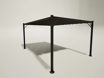Garden Landscape Outdoor Black Metal Pavilion With Four Support Pillars 3d model