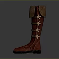 Stylish Red Leather Long Boots With Brown Cuffs And Yellow Straps Design