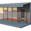 Modern Container Building With Awning Glass Walls Porch And Red Floor
