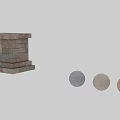 Natural Stone and Wood Masonry Wall with Stacked Blocks and Rustic Texture 3d model